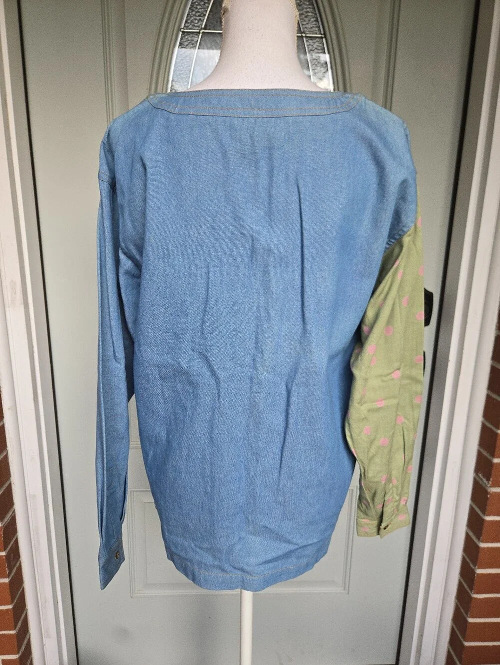 Together! Denim Patchwork Blouse - Picture 5 of 8